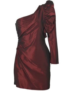 TOPSHOP Taffeta One Shoulder Dress - Red
