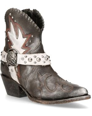 New Rock Leather Pointed Cowboy Boots- Wstm004-S2 - Brown