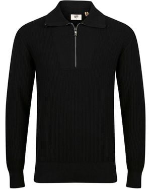 Luke 1977 Lifton Quarter Zip Knitted Funnel - Black