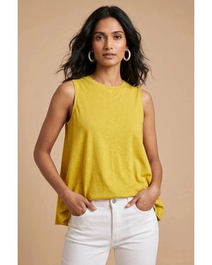 White Stuff Rylee Relaxed Linen Vest Top - Yellow
