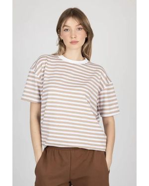 Hiccup Striped Crew Neck T-Shirt - Natural