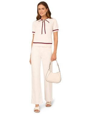 Adrianna Papell Tie Neck Tipped Jumper - White