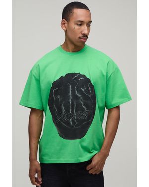 BoohooMAN Afterlight Brain Printed Short Sleeve T-Shirt - Green
