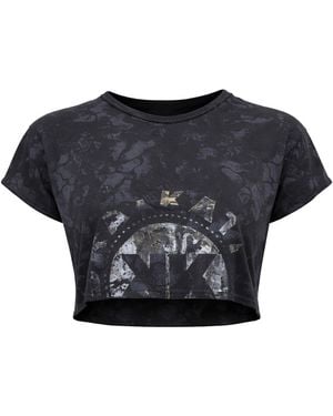 GYMSHARK Kk Twins Raw Crop Top Cotton - Black