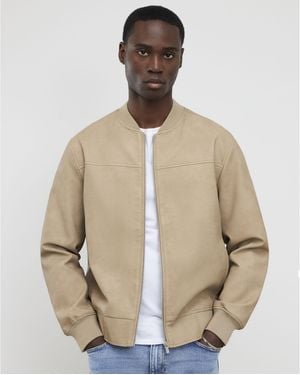 River Island Bomber Jacket Faux Leather - Natural