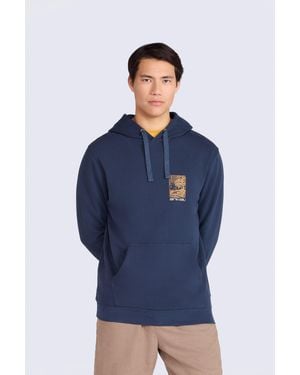Mountain Warehouse 'River' Hoodie Drawcord Adjustable Hood Cosy Pullover Cotton - Blue