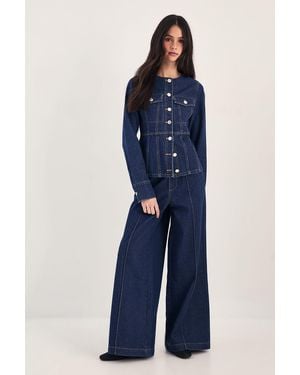 Nasty Gal Pleated Wide Leg Jean - Blue