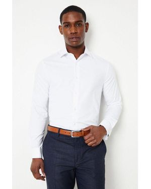 Burton Easy Iron Double Cuff Tailored Dress Shirt - White