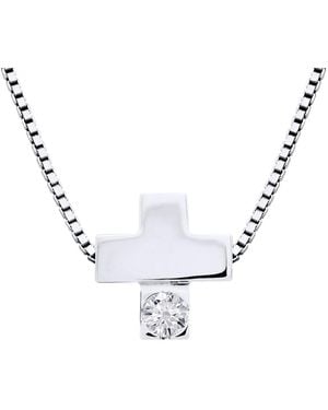Diadema Diamond Necklace Cross Natural 0.050 Cts 925 - Metallic