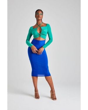 Urban Bliss Multi Colour Block Midi Dress - Blue