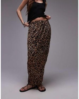 TOPSHOP Crinkle Jersey Midaxi Skirt - Brown