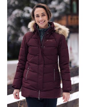 Mountain Warehouse 'Isla Ii' Down Jacket Water Resistant Faux Fur Hood Warm Winter Coat - Purple