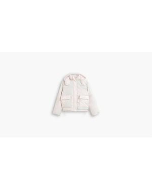 Levi's Levi's Cropped Hooded Long Sleeve Down Short Puffer Jacket - White