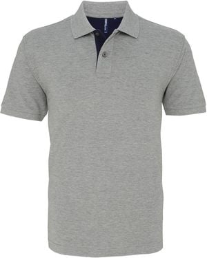 Asquith & Fox Classic Fit Contrast Polo Shirt (Heather/ - Grey