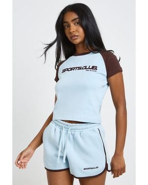 Boohoo Sports Club Fitted T-Shirt Tracksuit - Blue