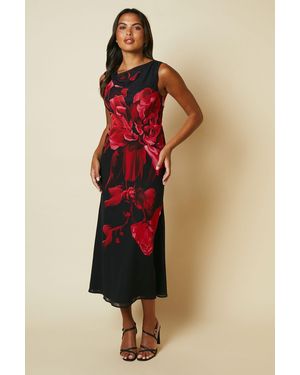 Debut London By Coast Georgette Printed Sleeveless Midi Dress - Red