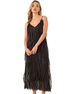 D.u.s.k Frill Stretch Maxi Dress - Black