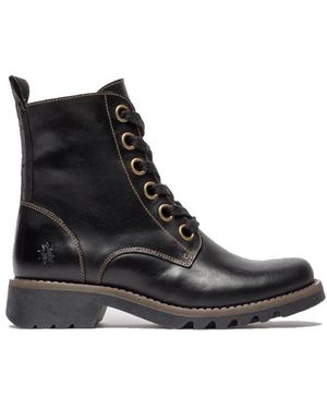 Fly London Ragi539 Casual Rug Leather Lace-Up Ankle Boots - Black
