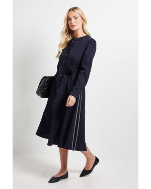 Wallis Petite Side Stripe Tie Waist Midi Dress - Blue