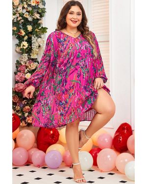 Azura Exchange Pleated Mini Dress Floral Print - Pink
