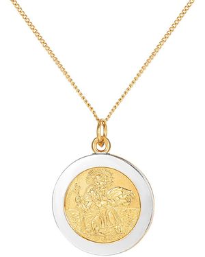 The Jewellery Stockroom Plated Sterling St Christopher Pendant Necklace - Metallic