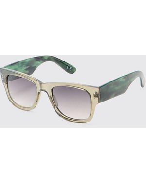 BoohooMAN Plastic Rectangle Sunglasses - Grey