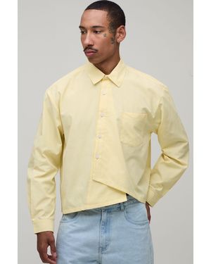 BoohooMAN Oversized Boxy Asymmetric Placket Stripe Shirt - Natural
