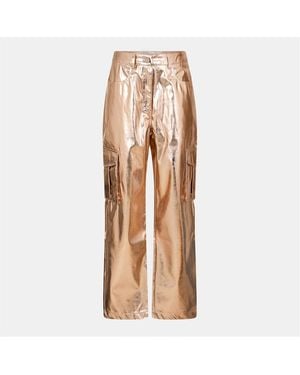 Amy Lynn Amylynn Mlc Uly Metallic Plaque Straight Cargo Trousers - Natural