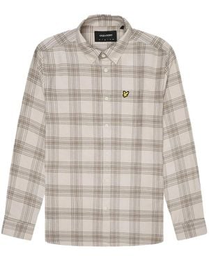 Lyle & Scott Tonal Check Long Sleeve Flannel Shirt - White
