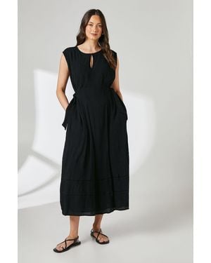 PRINCIPLES Ladder Trim Tie Detail Midi Dress Viscose - Black