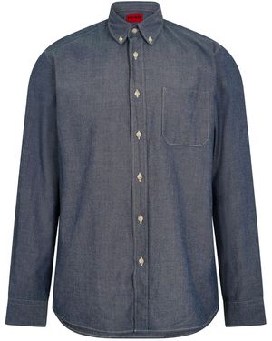 HUGO Ermann 10 Long Sleeve Oxford Shirt - Blue