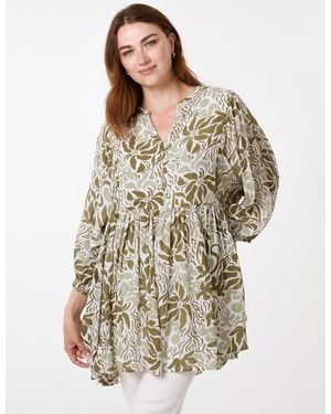 Blue Vanilla Crinkle Tunic Top - White