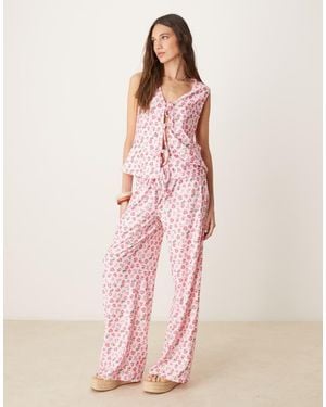 ASOS Tie Front Frilly Waistcoat Co-Ord - Pink