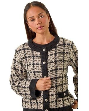 Roman Petite Buttoned Knit Cardigan - Grey