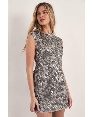 Nasty Gal Embellished Lace Up Back Mini Dress - Metallic