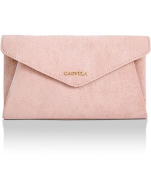 Carvela Kurt Geiger Suedette Megan Envelope Clutch Bag - Pink