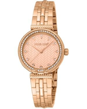 Roberto Cavalli Stainless Steel Rose Colour Watch - Natural