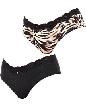 Janira Pack Of 2 Shorty Coquettes Thongs 1031025 - Black