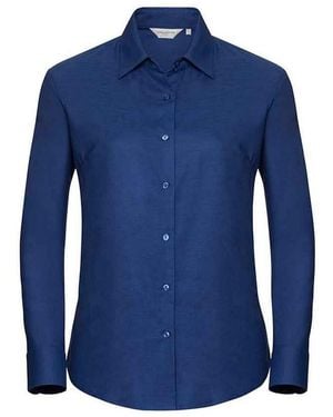 Russell Ladies Oxford Easy-Care Long-Sleeved Shirt (Bright Royal) - Blue