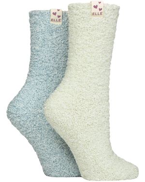 Elle 2-Pack Twee Kleurige Gezellige Bed- En Huissokken - Blauw