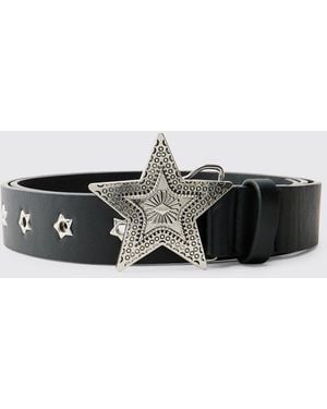 BoohooMAN Pu Star Buckle Belt - Black