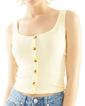 Brave Soul Vest Sleeveless Scoop Neck Ladies Stretch Casual Top - Yellow