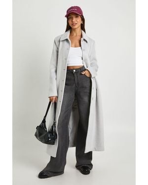 Boohoo Textured Wool Blend Coat - White