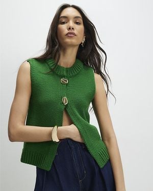 River Island Cardigan Sleeveless Button - Green