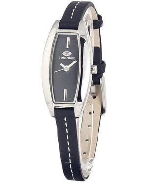 Time Force Black Leather Watch - Blue
