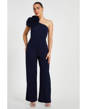 Quiz Petite One Shoulder Floral Jumpsuit - Blue