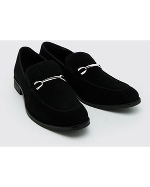 BoohooMAN Faux Suede Snaffle Loafer - Black