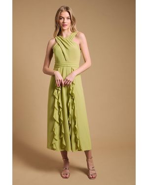 Oasis Halter Neck Ruffle Maxi Dress - Green