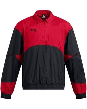 Under Armour 96 Zip Neck Long Sleeve Drill Sweatshirt - Red