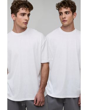BoohooMAN 2 Pack Basic Oversized Crew Neck T-Shirt - White